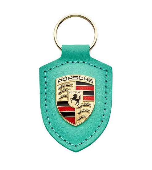 Picture of Keyring, Porsche Crest, Leather, Mint Green